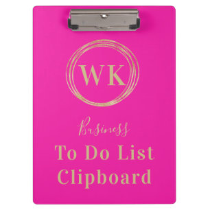 Porte-bloc Monogramme Logo Pink Gold Business To Do List