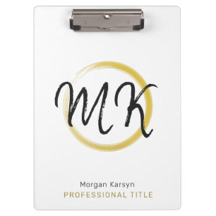 Porte-bloc Monogramme Modèle élégant en or blanc moderne simp