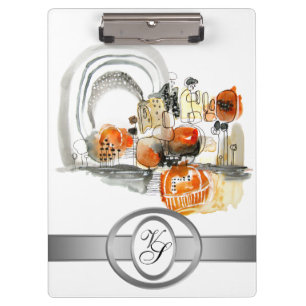 Porte-bloc Monogramme moderne Abstraction Noir et rouge