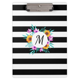 Porte-bloc Monogramme moderne de conception florale