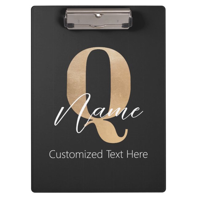 Porte-bloc Monogramme Moderne Initiale Q & Nom Personnalisé (Devant)