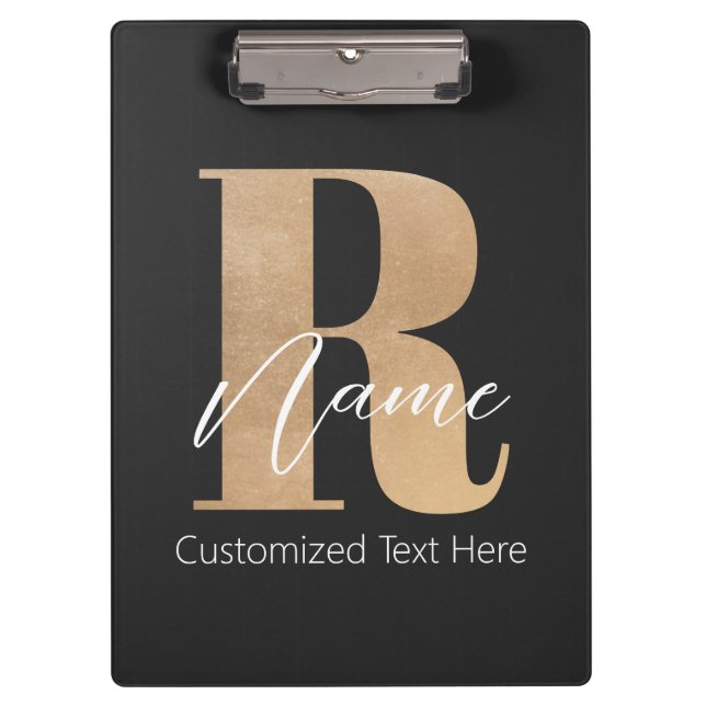 Porte-bloc Monogramme Moderne Initiale R & Nom Personnalisé (Devant)