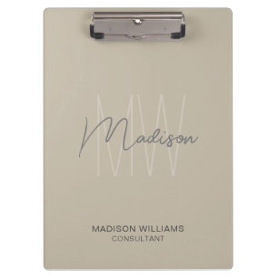 Porte-bloc Monogramme moderne Logo Beige Consultant