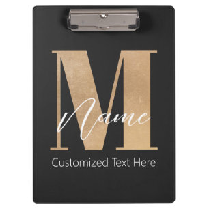 Porte-bloc Monogramme moderne M & Nom initial Personnalisé
