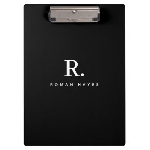 Porte-bloc Monogramme Moderne Minimaliste Point Gras Noir Bla
