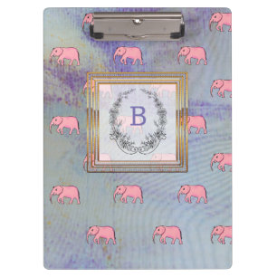 Porte-bloc Monogramme Moderne Motif élégant Eléphants Bleu