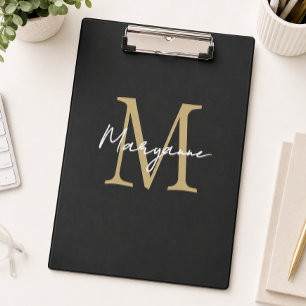 Porte-bloc Monogramme Moderne Noir Or