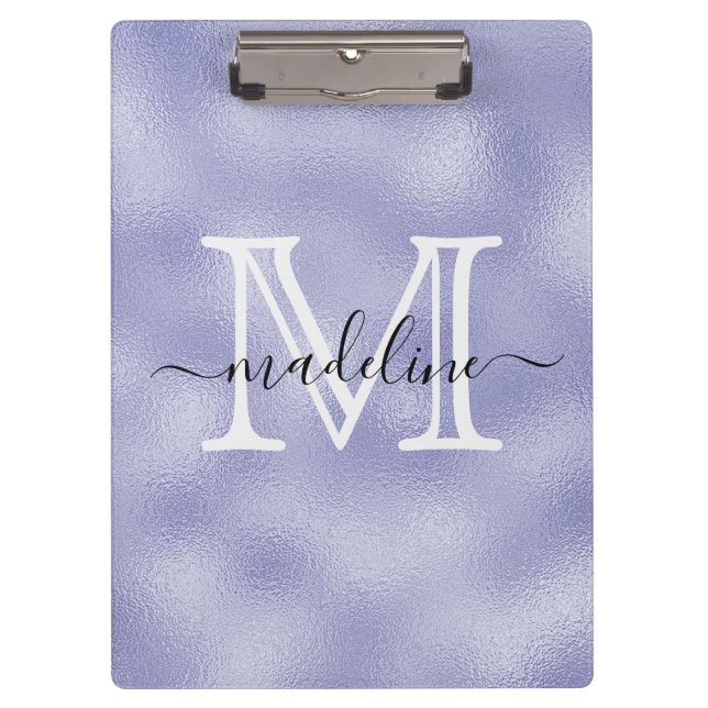 Porte-bloc Monogramme moderne violet à huile violette (Devant)