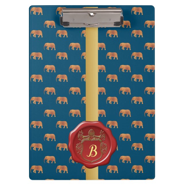 Porte-bloc Monogramme Motif éléphants modernes et élégants #5 (Devant)