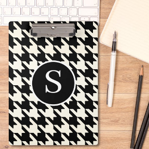 Porte-bloc Monogramme noir et blanc classique Houndstooth