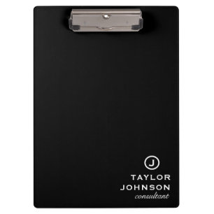 Porte-bloc Monogramme noir et blanc simple et moderne initial