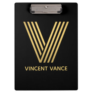 Porte-bloc Monogramme noir et or élégant