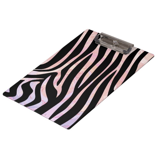 Porte-bloc Monogramme noir et rose Zebra (Incliné)