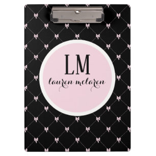 Porte-bloc Monogramme Noir & Rose à l'Arc