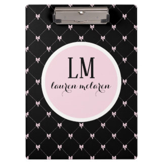 Porte-bloc Monogramme Noir & Rose à l'Arc