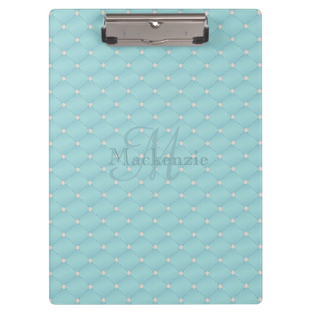 Porte-bloc Monogramme Nom Personnalisé Quilt Design Turquoise (Devant)