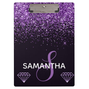 Porte-bloc Monogramme Pailleté Violet & Diamants