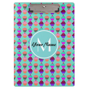 Porte-bloc Monogramme personnalisé Aqua Cupcake