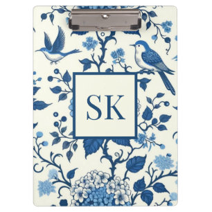 Porte-bloc Monogramme personnalisé Chinoiserie Bleu et blanc