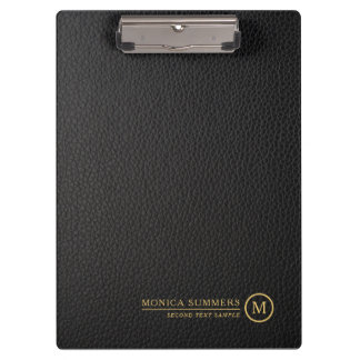 Porte-bloc Monogramme personnalisé minimaliste en cuir noir
