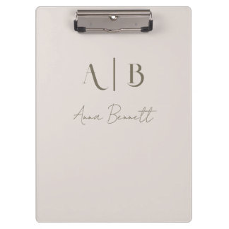 Porte-bloc Monogramme personnalisé moderne Initiales Nom Beig
