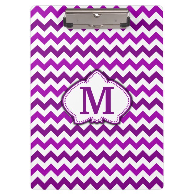 Porte-bloc Monogramme personnalisé par Chevron pourpre (Devant)