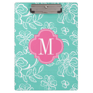 Porte-bloc Monogramme personnalisé par dentelle Girly