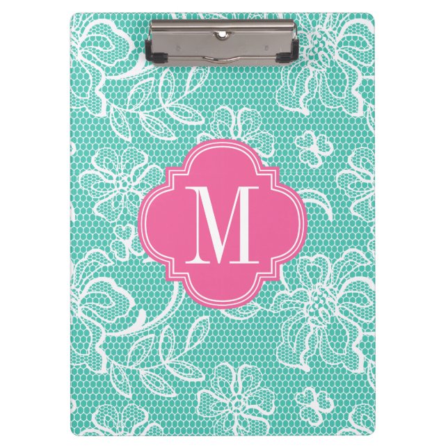 Porte-bloc Monogramme personnalisé par dentelle Girly (Devant)