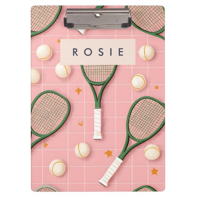 Porte-bloc Monogramme Personnalisé Retro Tennis Racket Motif (Devant)