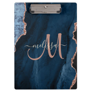 Porte-bloc Monogramme personnalisé Rose bleu chic Parties sci
