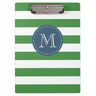 Porte-bloc Monogramme personnalisé Vert et bleu marine Gras
