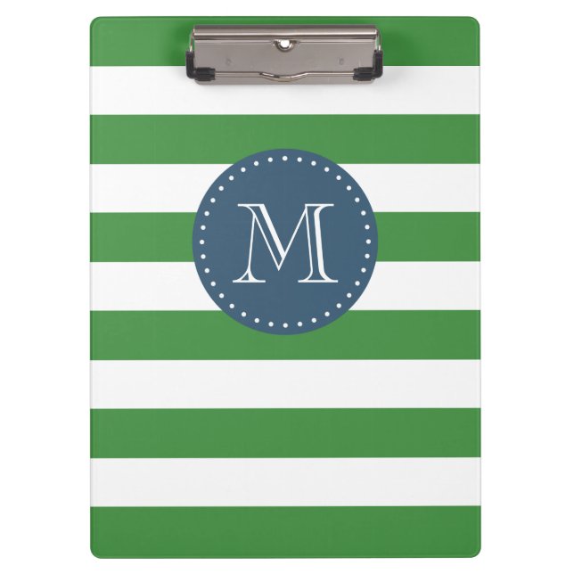 Porte-bloc Monogramme personnalisé Vert et bleu marine Gras (Devant)