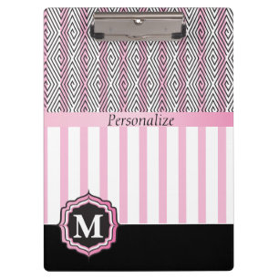 Porte-bloc Monogramme rose, blanc et noir