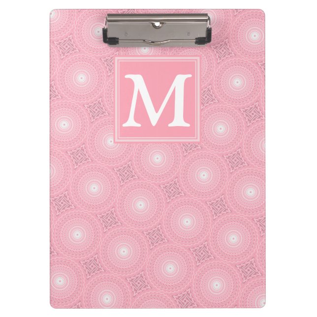 Porte-bloc Monogramme rose cercles motif (Devant)