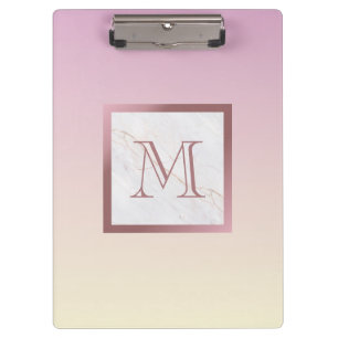 Porte-bloc Monogramme rose en marbre or rose Ombre