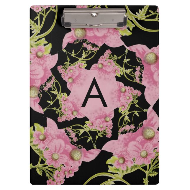 Porte-bloc Monogramme rose et noir d'Achille (Devant)