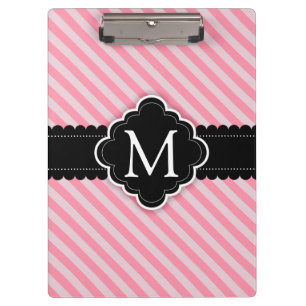 Porte-bloc Monogramme rose Girly de coutume de noir de motif