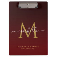 Monogramme rouge noir or calligraphie personnalisé