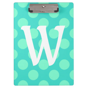 Porte-bloc Monogramme simple lettre à pois aquamarine