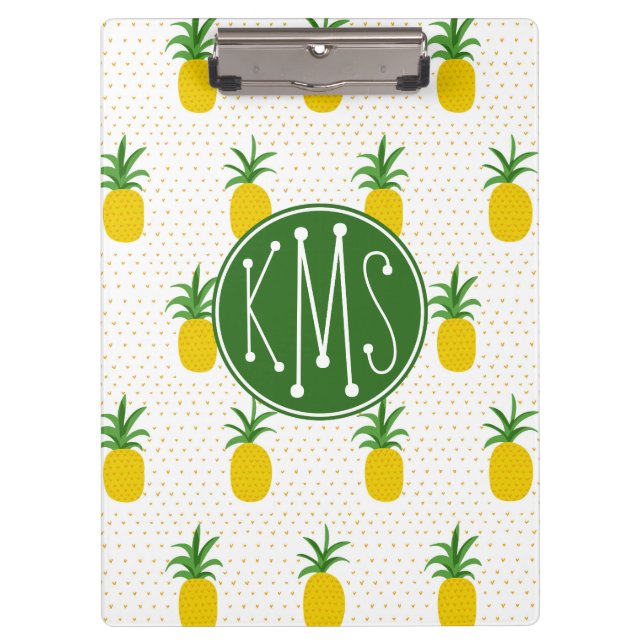 Porte-bloc Monogramme tropical d'or des ananas | (Devant)