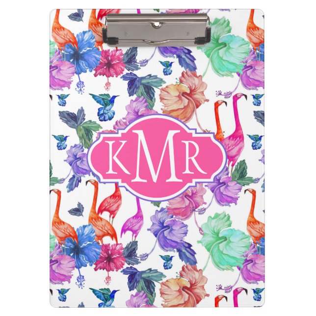 Porte-bloc Monogramme tropical du motif | d'aquarelle (Devant)