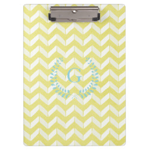 Porte-bloc Monogramme turquoise jaune en pastel chic de
