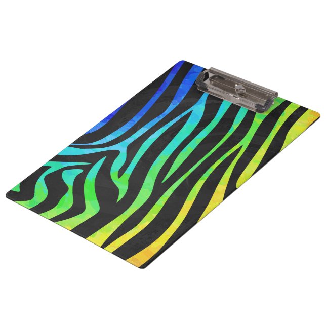 Porte-bloc Monogramme Zebra noir et arc-en-ciel (Incliné)