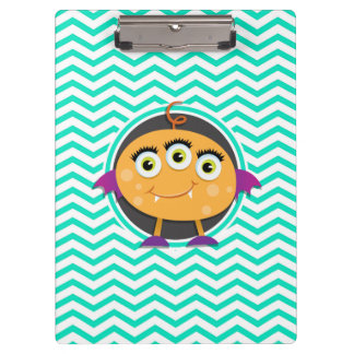 Porte-bloc Monstre orange ; Chevron vert Aqua
