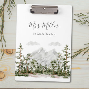 Porte-bloc Montagne et forêt aquarelle monogrammée