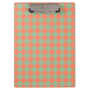 Porte-bloc Motif à carreaux diamant Vert olive Rose saumon  