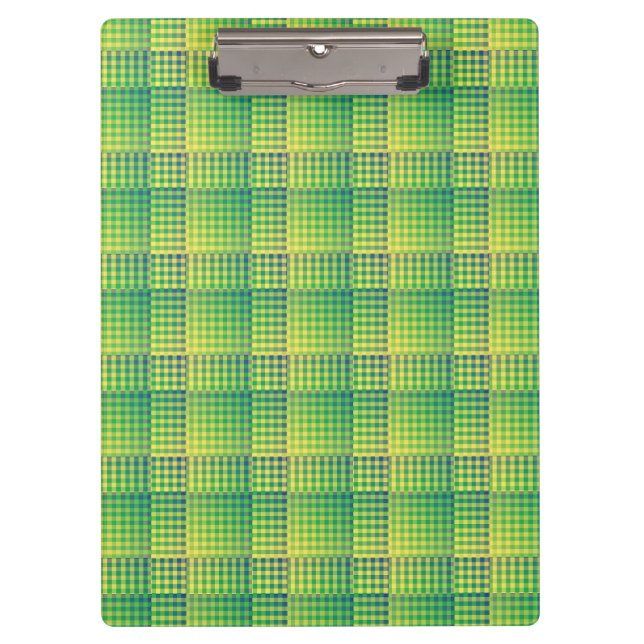Porte-bloc Motif Abstrait à Damier Vert Bleu (Devant)