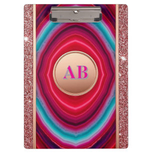 Porte-bloc Motif Abstrait d'Agate Vibrant avec Paillettes