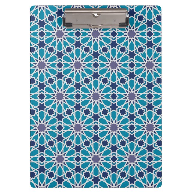 Porte-bloc Motif abstrait dans bleu et gris (Devant)