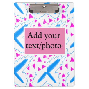 Porte-bloc Motif aquarelle bleu rose ajoutez nom texte person